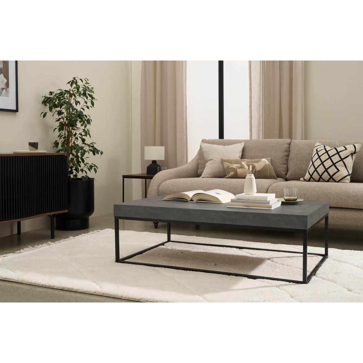 Odom Coffee Table, Concrete Effect & Black Steel – image 4