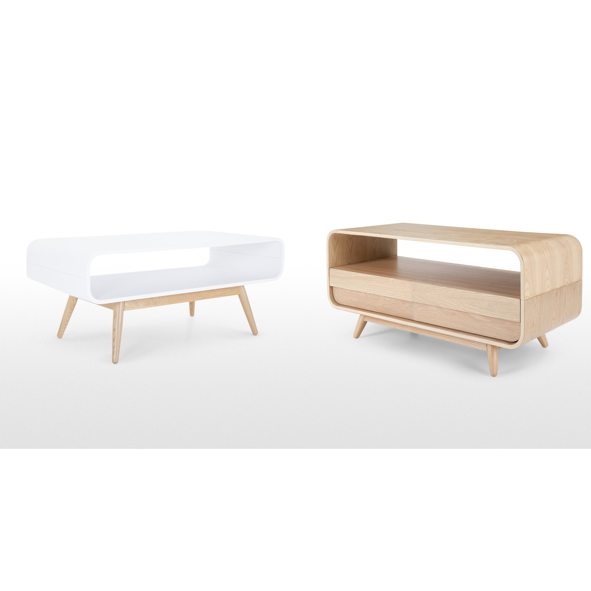 Esme Compact Coffee Table, White and Ash – image 6