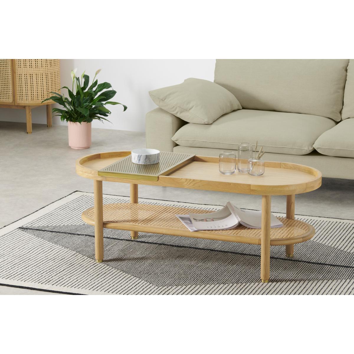 Ankhara Coffee Table, Natural Oak & Rattan – image 4