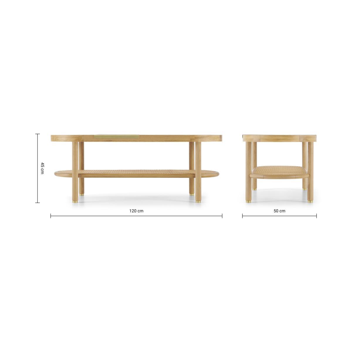 Ankhara Coffee Table, Natural Oak & Rattan – image 9