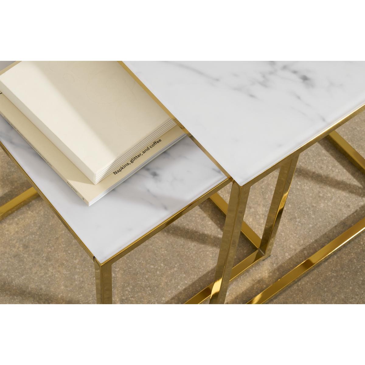 Alisma Nesting Tables, Marble Effect Glass & Brass – image 4