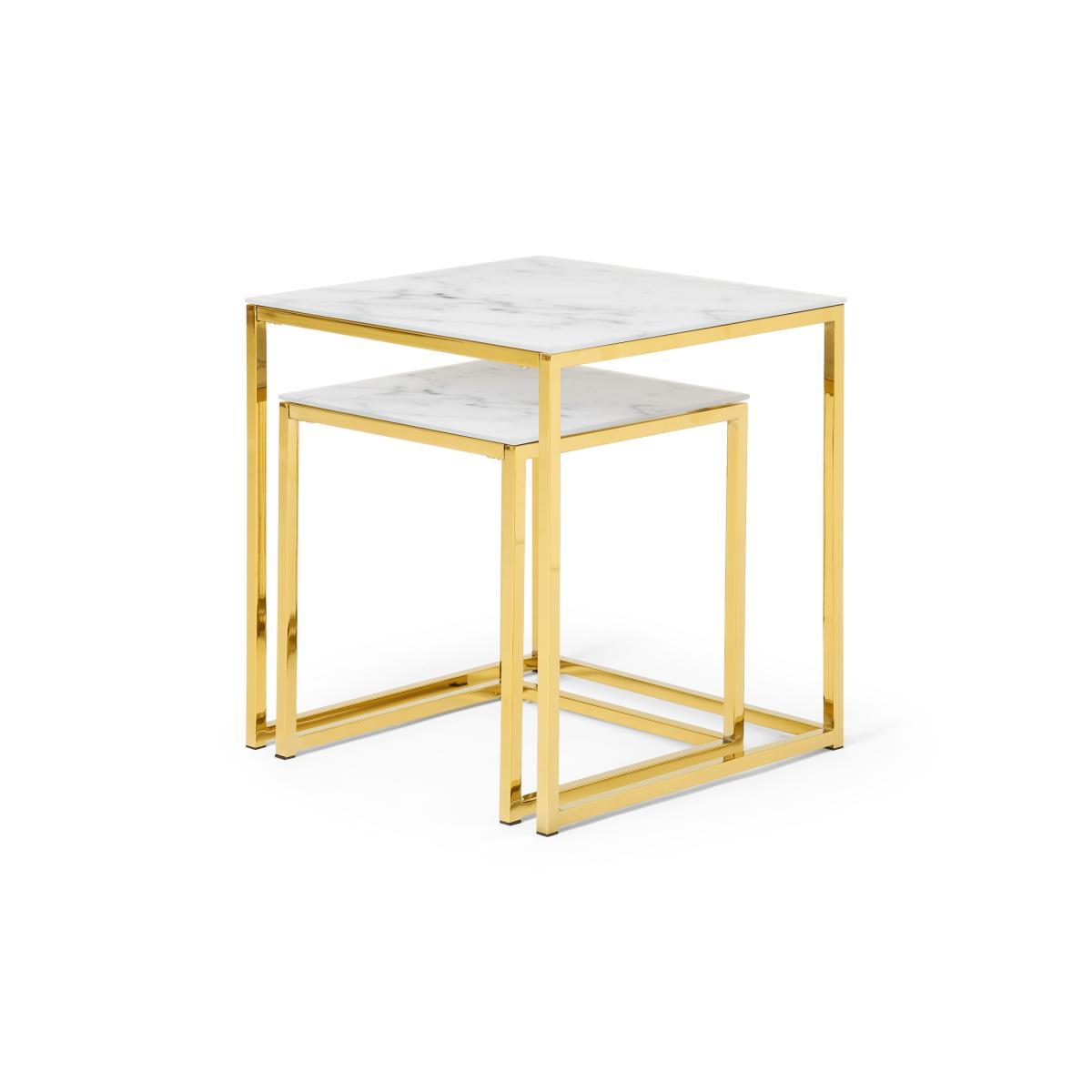 Alisma Nesting Tables, Marble Effect Glass & Brass – image 5