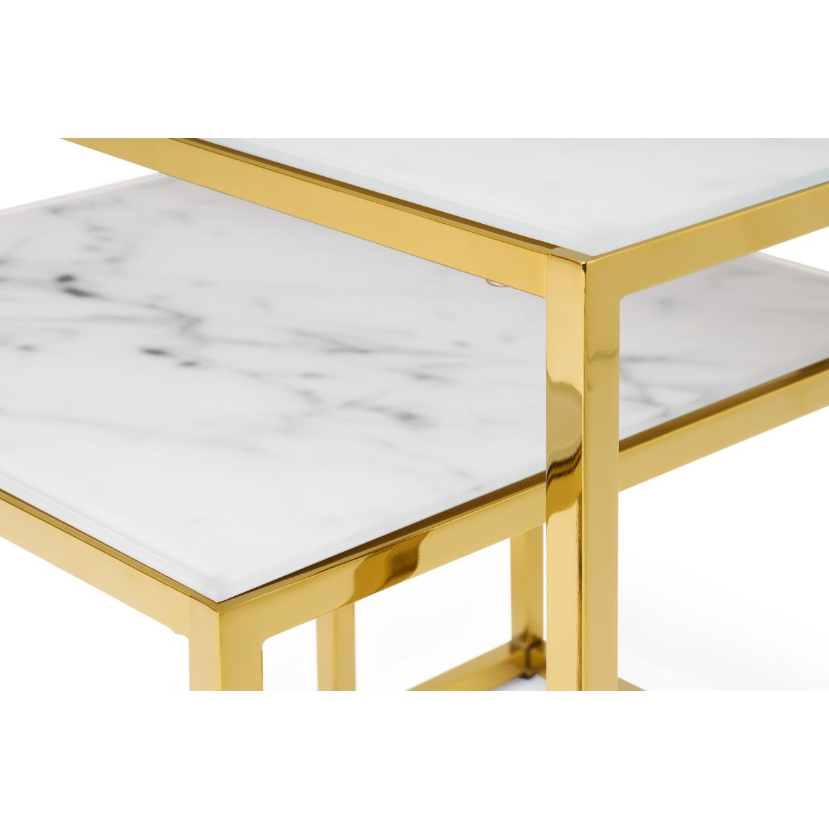 Alisma Nesting Tables, Marble Effect Glass & Brass – image 8