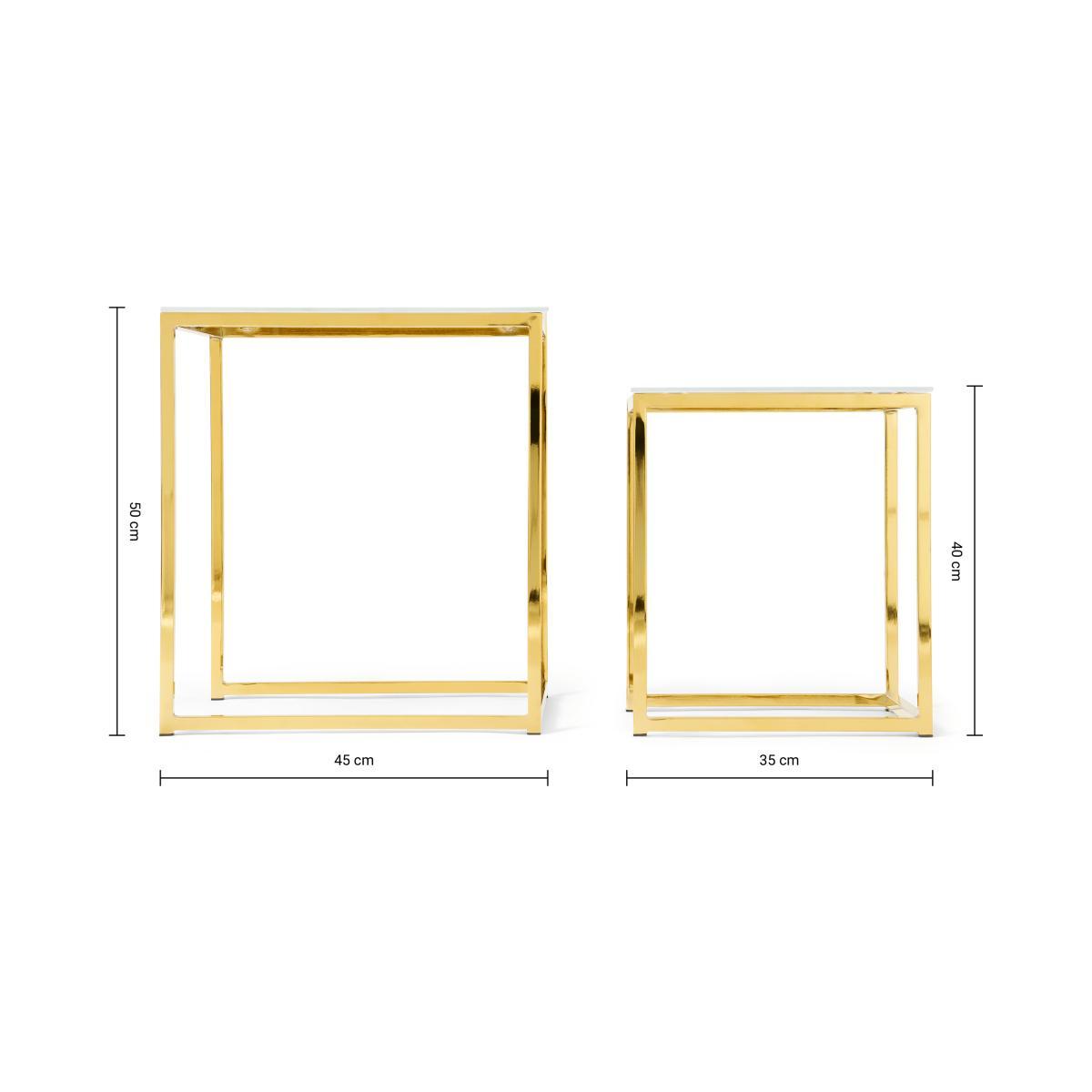 Alisma Nesting Tables, Marble Effect Glass & Brass – image 10