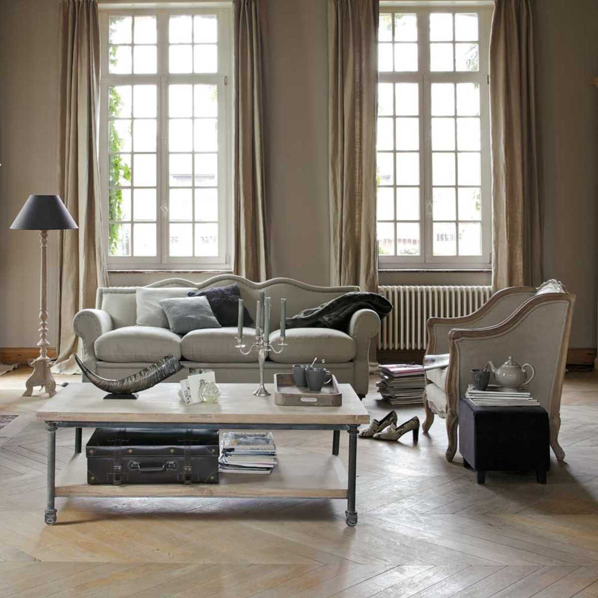 Wood and metal coffee table on castors W 135cm Archibald – image 7