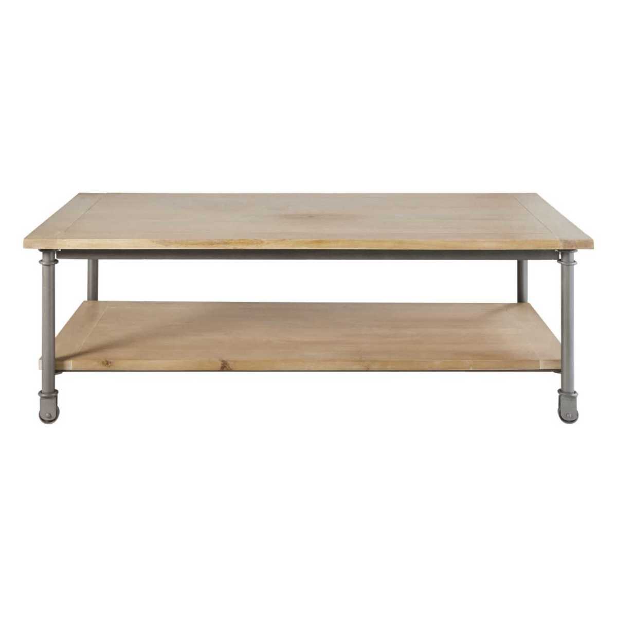 Wood and metal coffee table on castors W 135cm Archibald – image 2