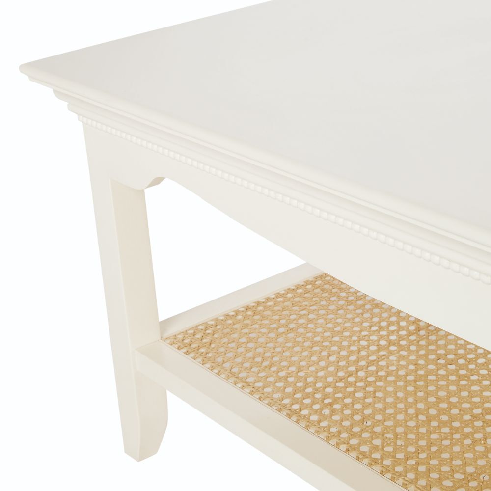 Canework coffee table in off-white with 2 levels – image 3