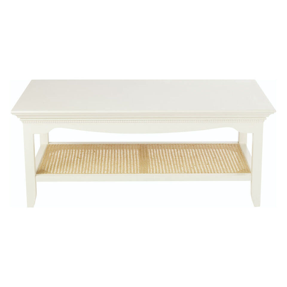 Canework coffee table in off-white with 2 levels – image 1