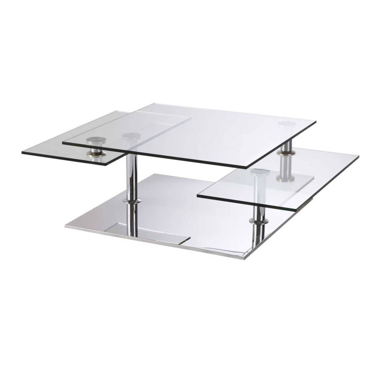 Steel and Glass Coffee Table with 4 Surfaces Fudji – image 6