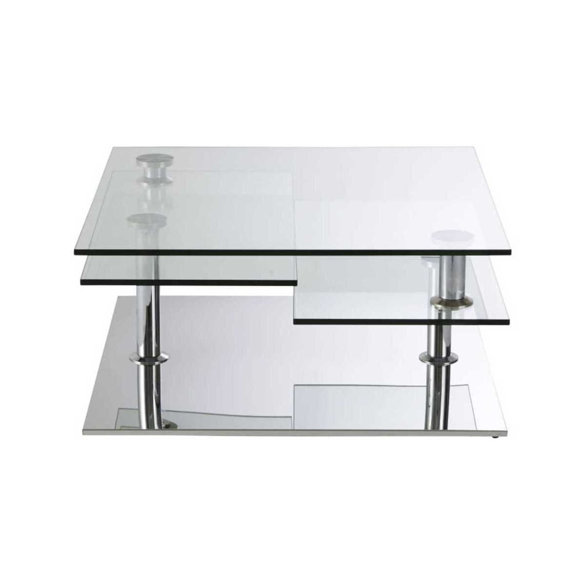 Steel and Glass Coffee Table with 4 Surfaces Fudji – image 2