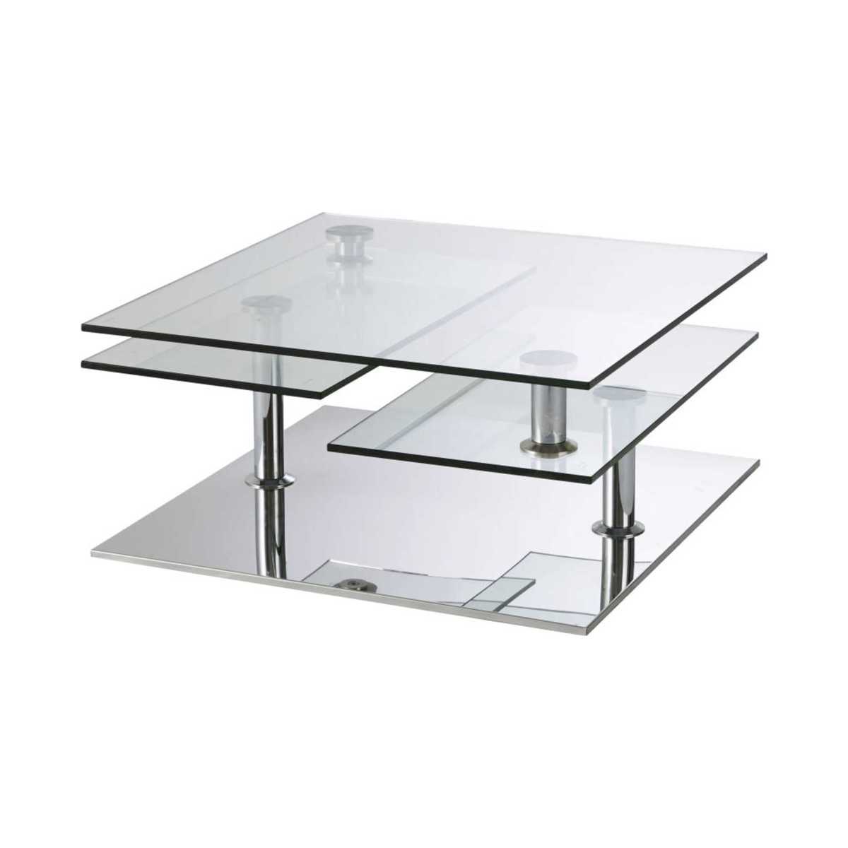 Steel and Glass Coffee Table with 4 Surfaces Fudji – image 1