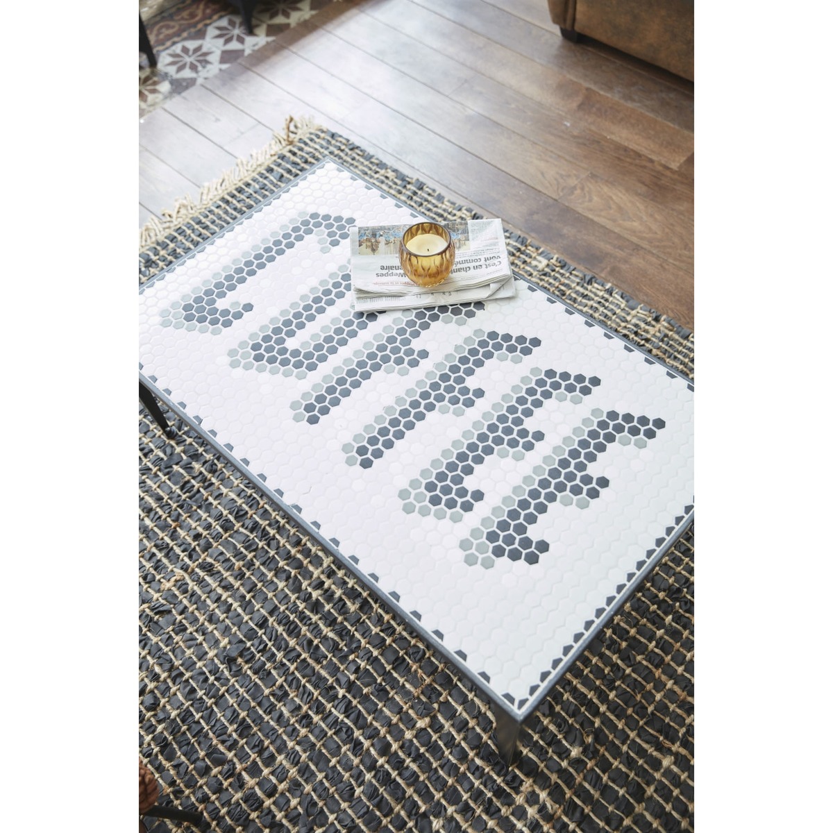Black and White Ceramic and Metal Coffee Table Coffee – image 5