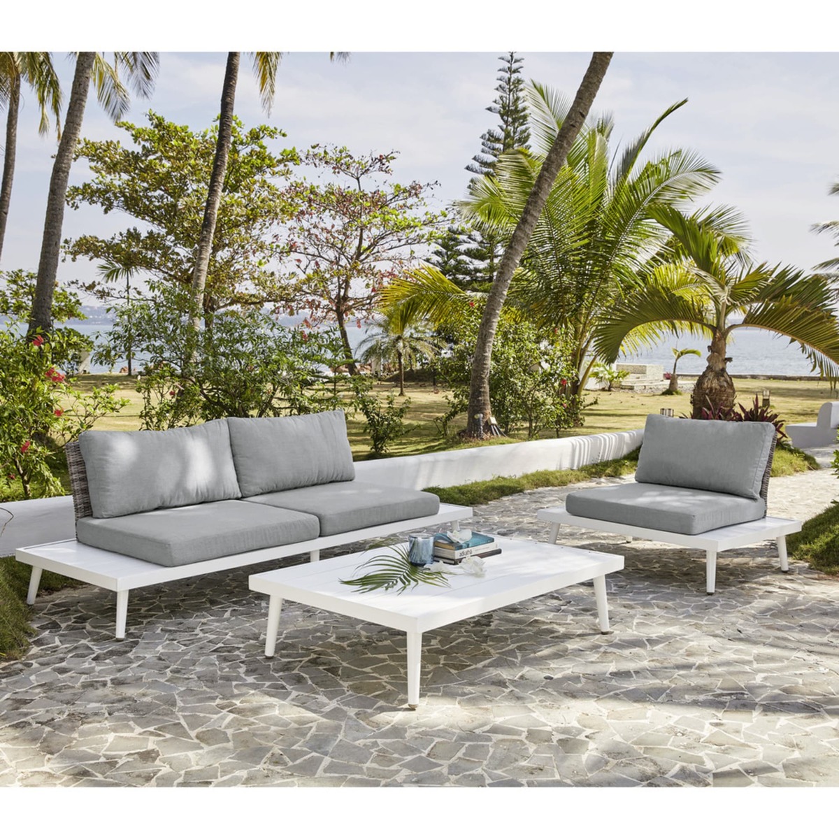 White Aluminium Garden Coffee Table West Lake – image 7