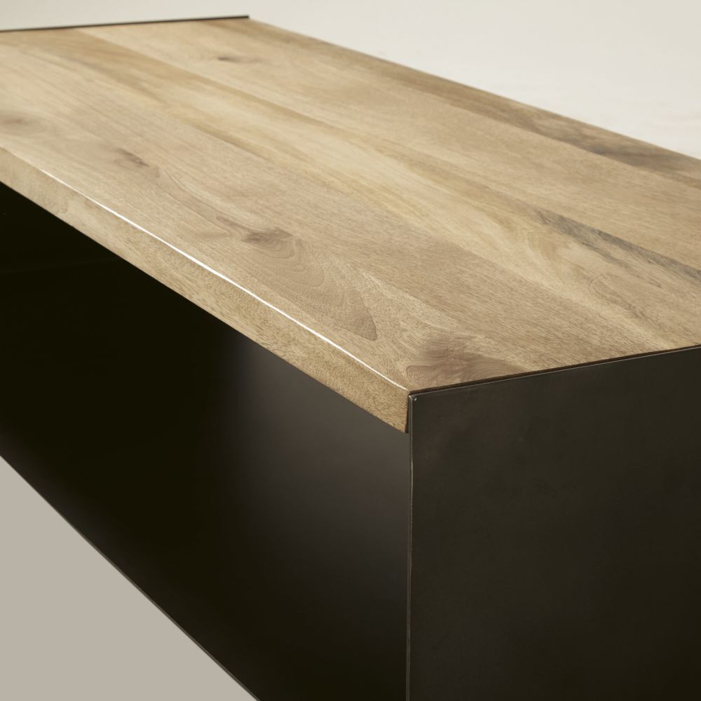 Coffee table in solid mango wood and metal – image 3
