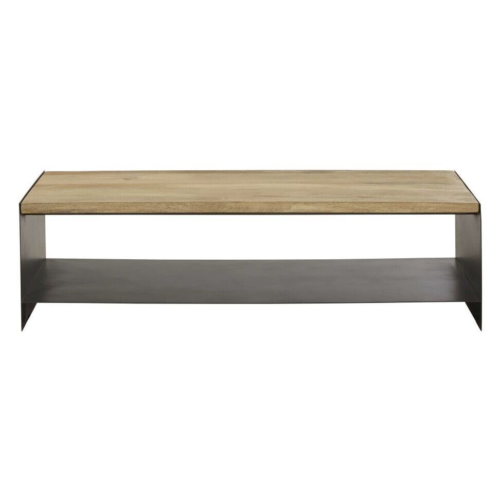 Coffee table in solid mango wood and metal – image 1