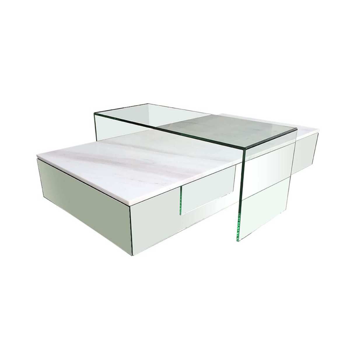 White Marble and Glass Coffee Table Lucio – image 2
