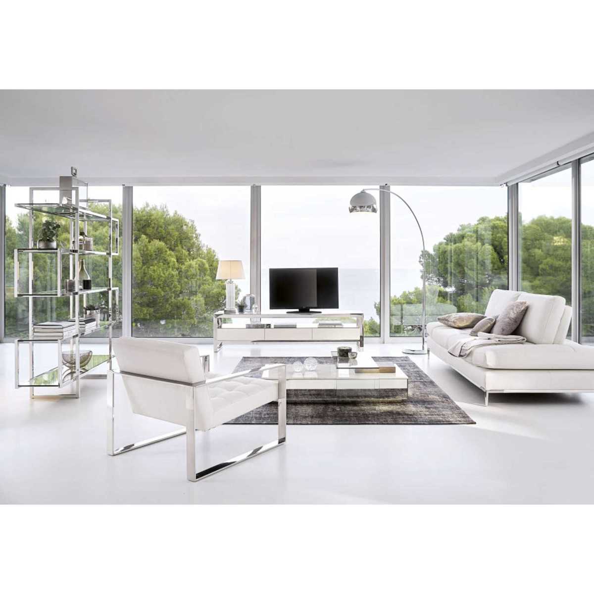 White Marble and Glass Coffee Table Lucio – image 3