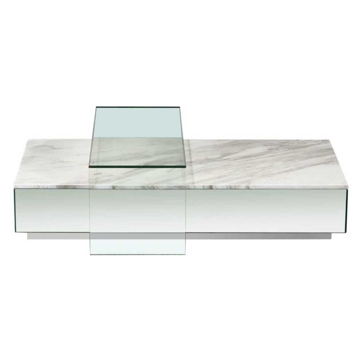 White Marble and Glass Coffee Table Lucio – image 1