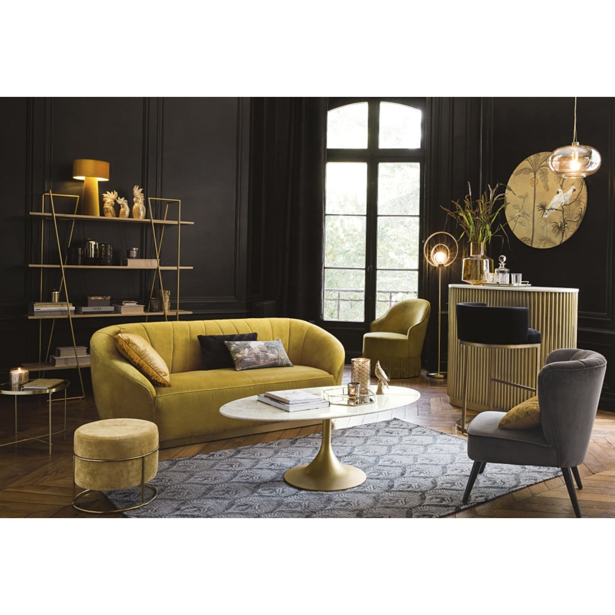 Oval White Marble and Brass Metal Coffee Table Manisa – image 2