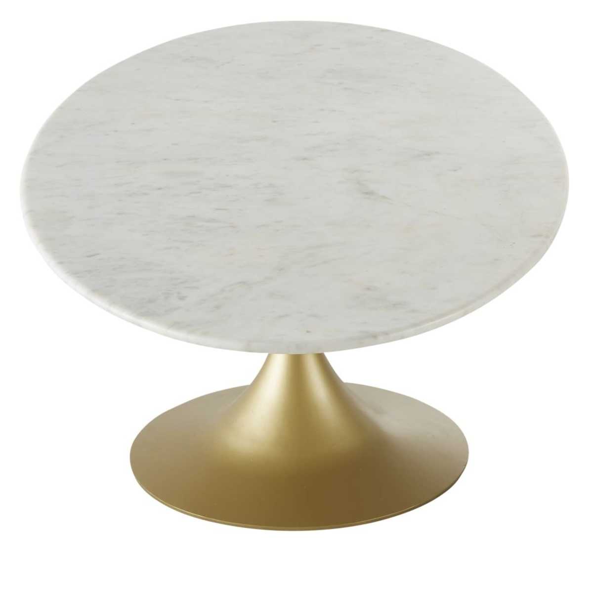 Oval White Marble and Brass Metal Coffee Table Manisa – image 3