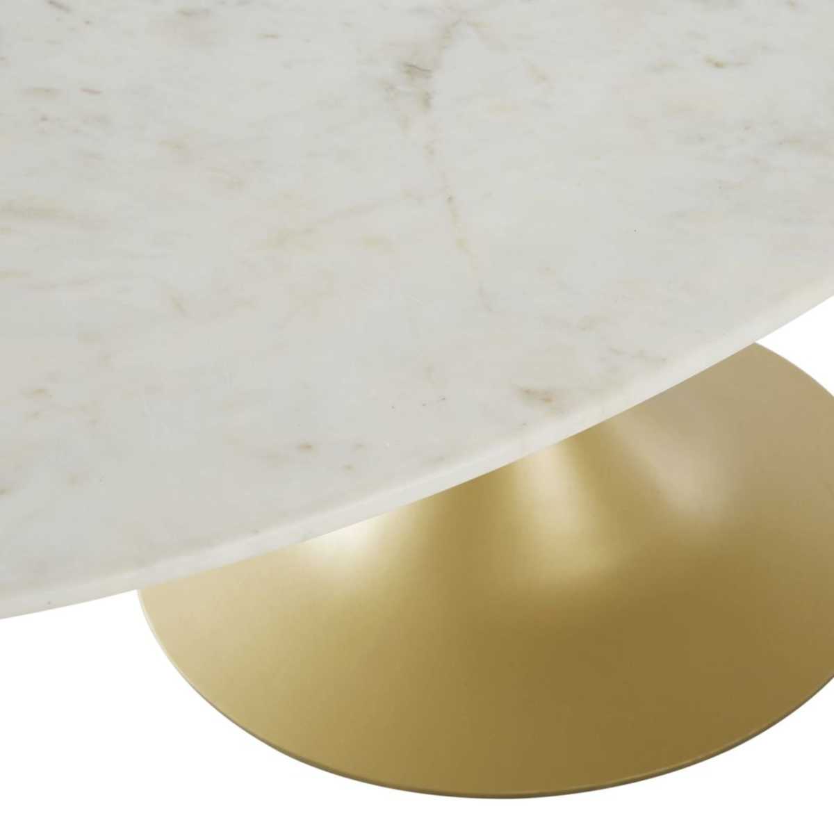 Oval White Marble and Brass Metal Coffee Table Manisa – image 4