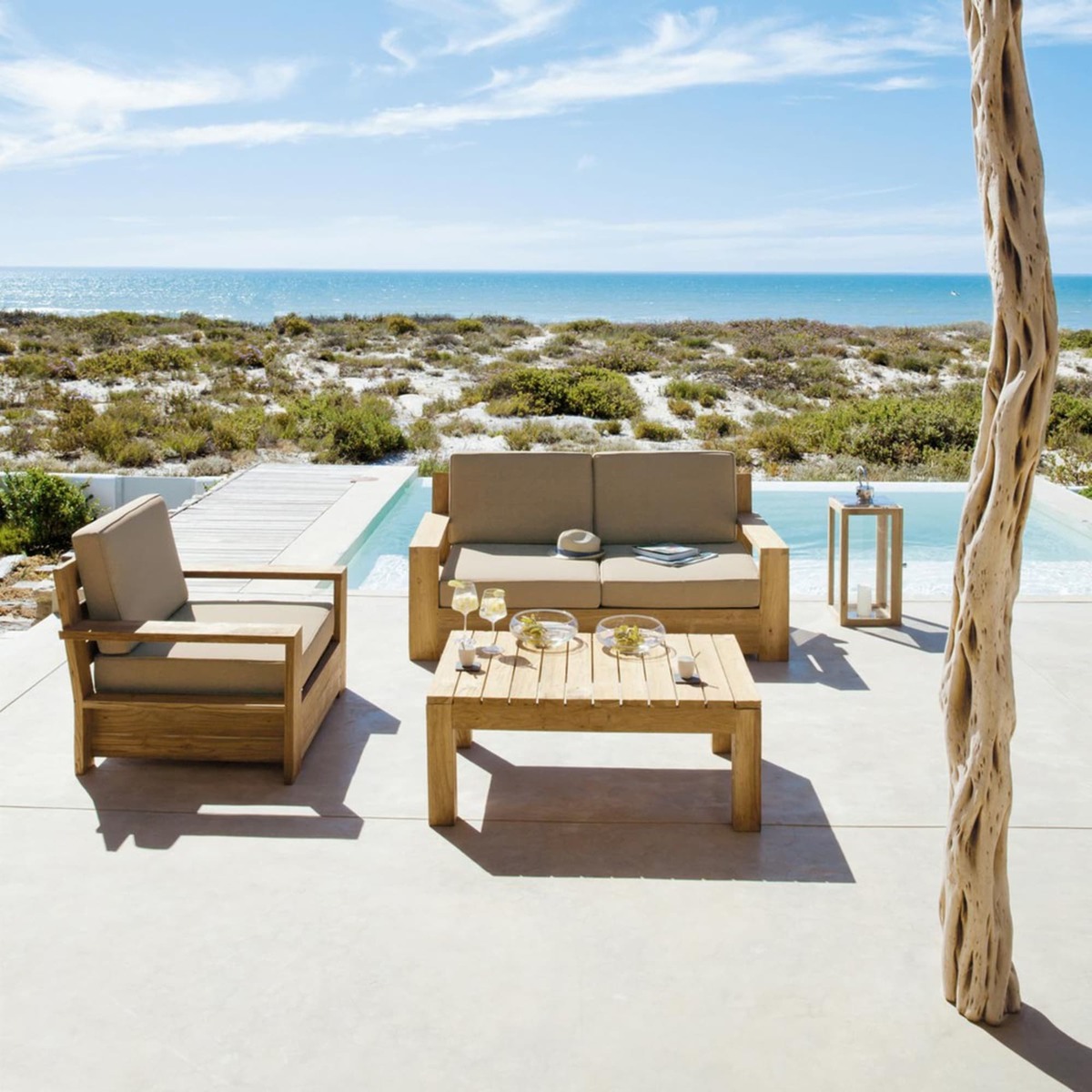 Teak garden coffee table W 102cm Cadaques – image 11