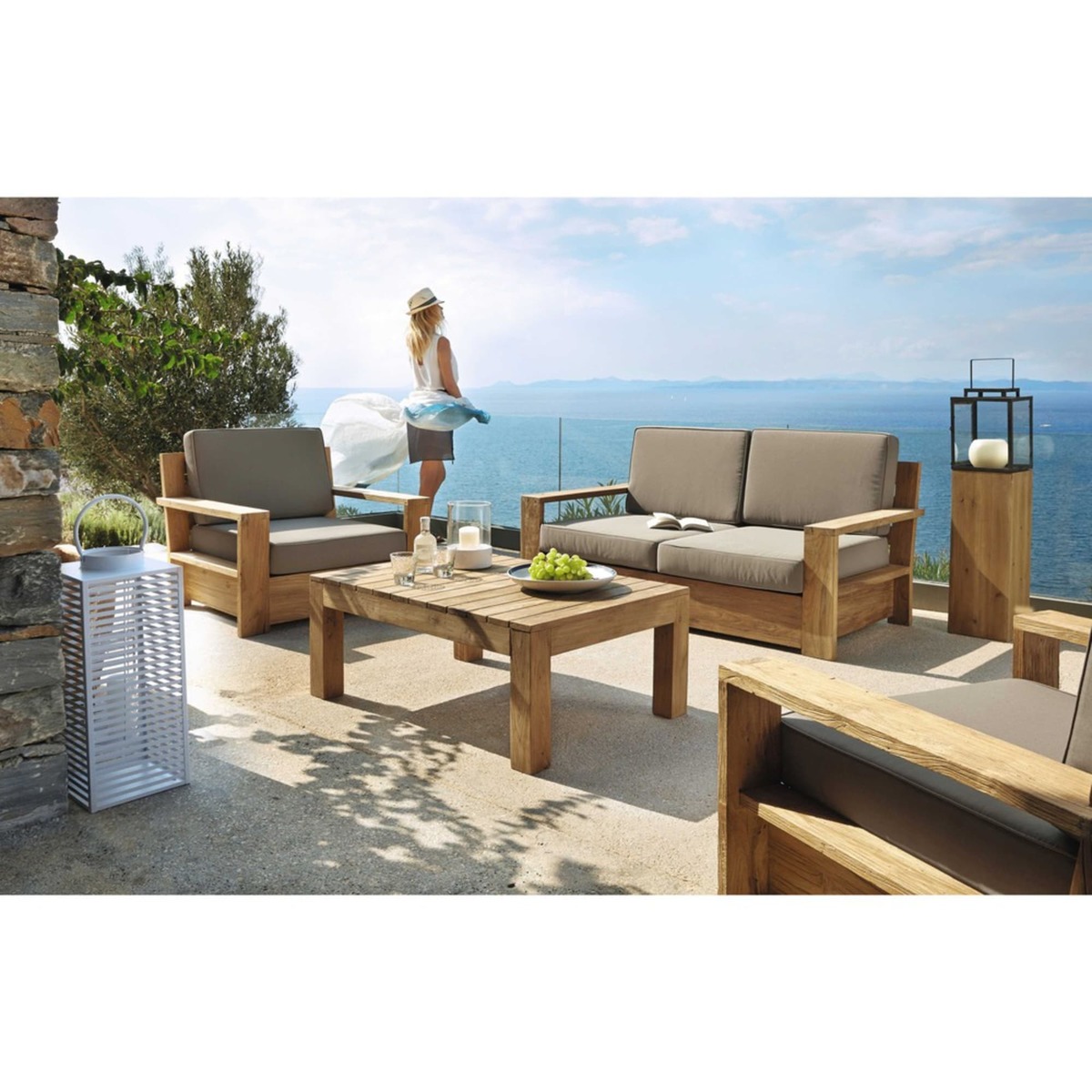 Teak garden coffee table W 102cm Cadaques – image 12