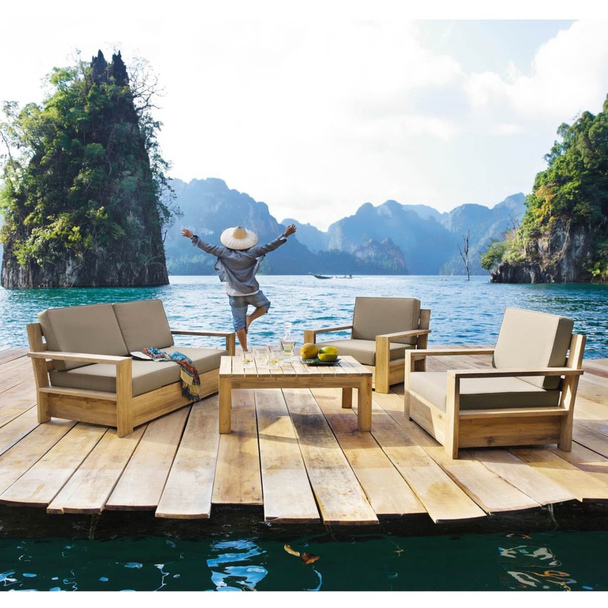 Teak garden coffee table W 102cm Cadaques – image 10