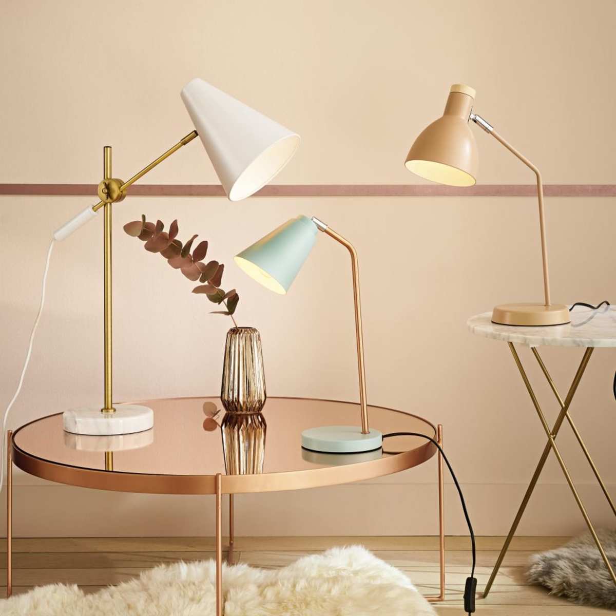 Copper-Plated Metal Mirror Round Coffee Table Comete – image 4