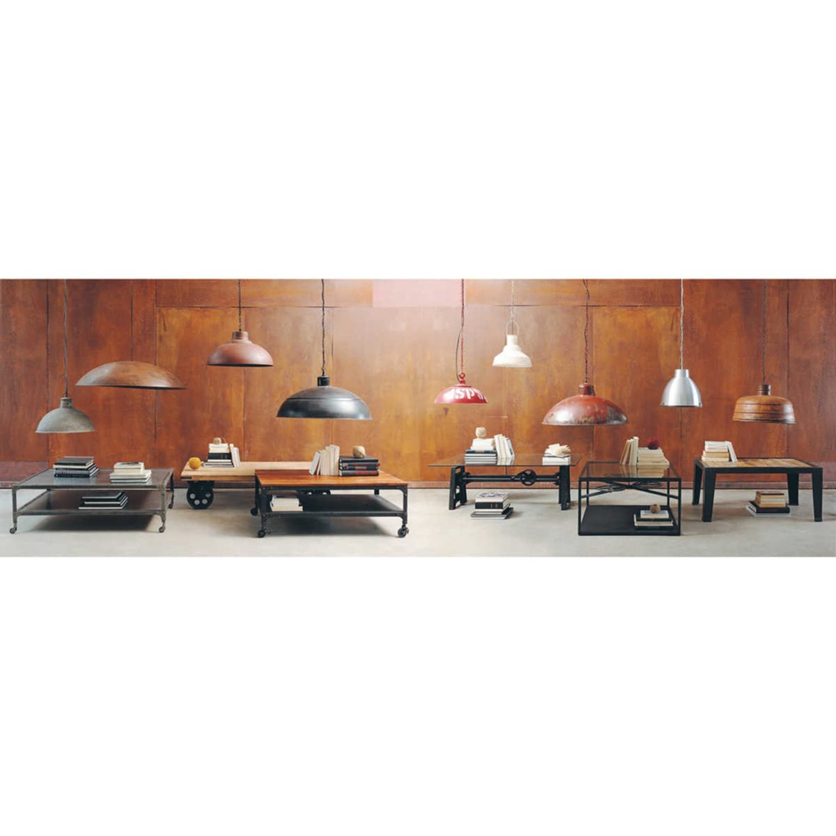 Glass and metal industrial coffee table W 135cm Garibaldi – image 7
