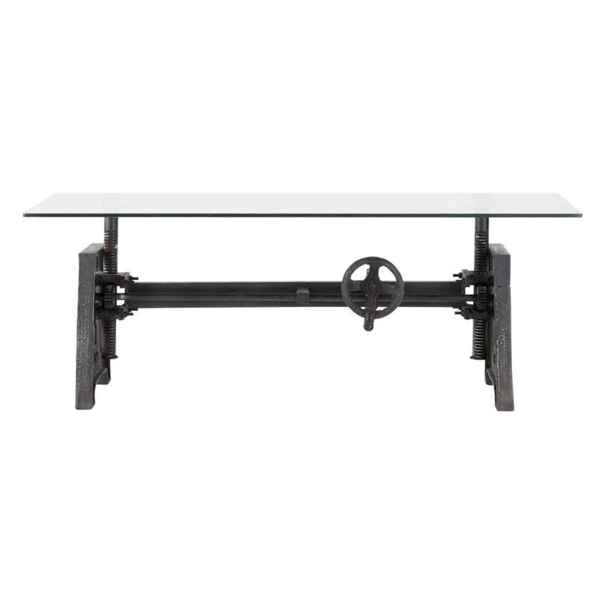 Glass and metal industrial coffee table W 135cm Garibaldi – image 1