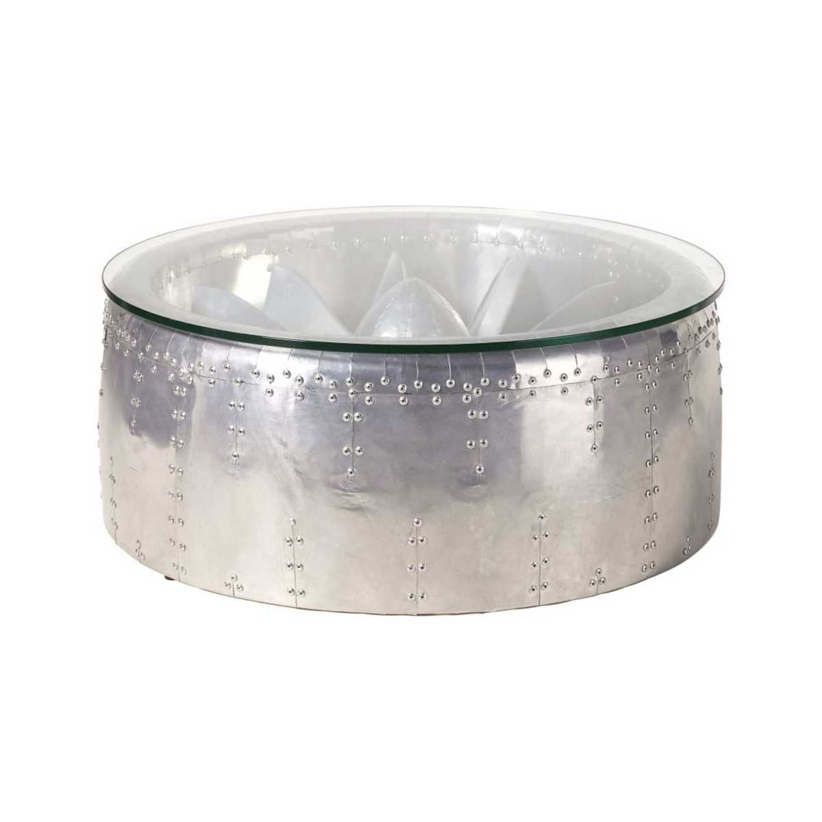 Aluminium and Glass Round Industrial Coffee Table Tyler – image 1