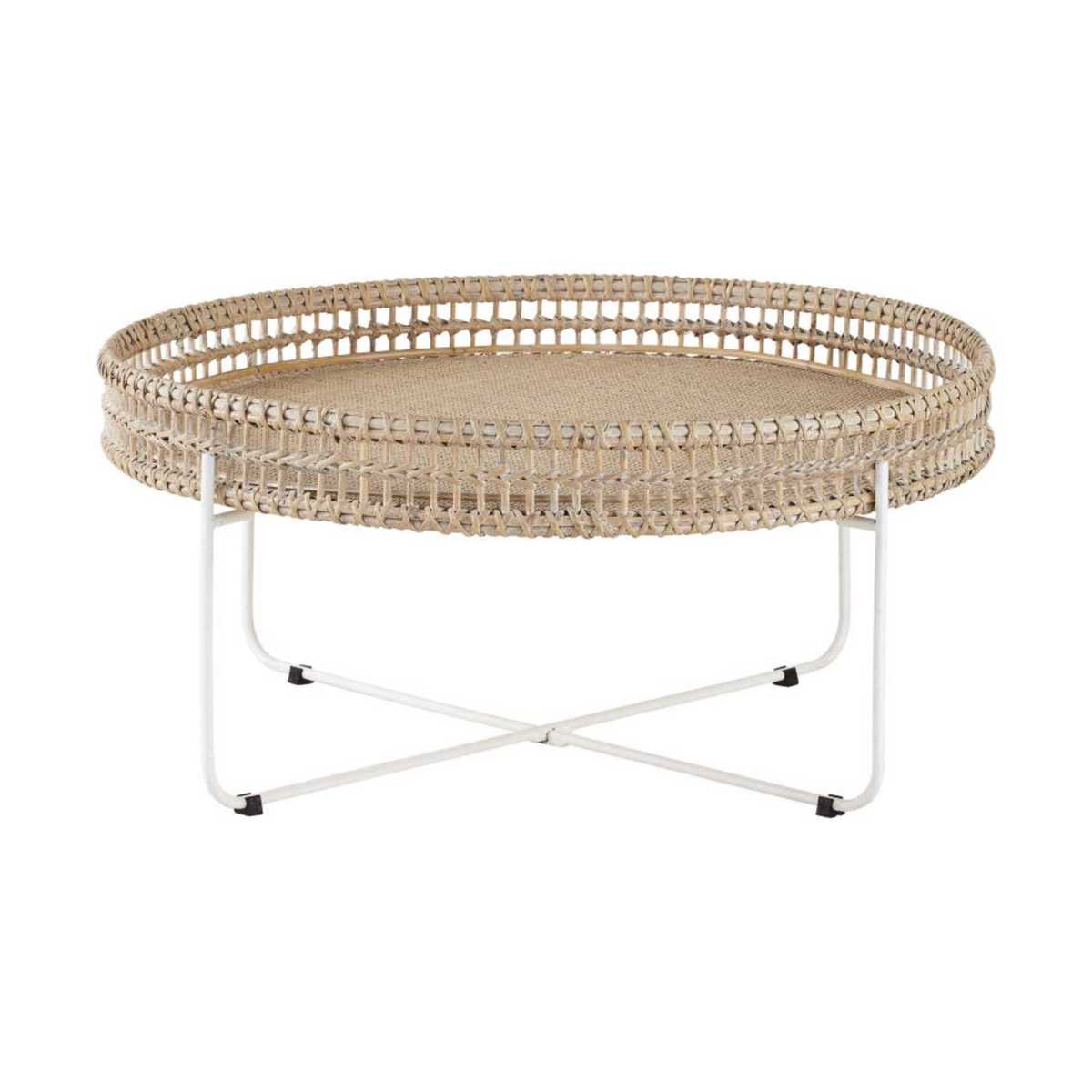 Round Woven Rattan and Metal Coffee Table Panglao – image 1