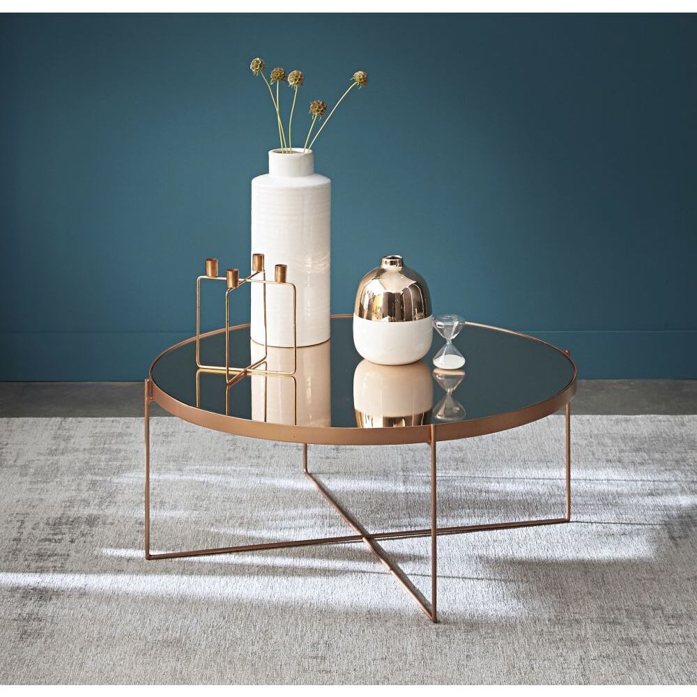 Copper-Plated Metal Mirror Round Coffee Table – image 3