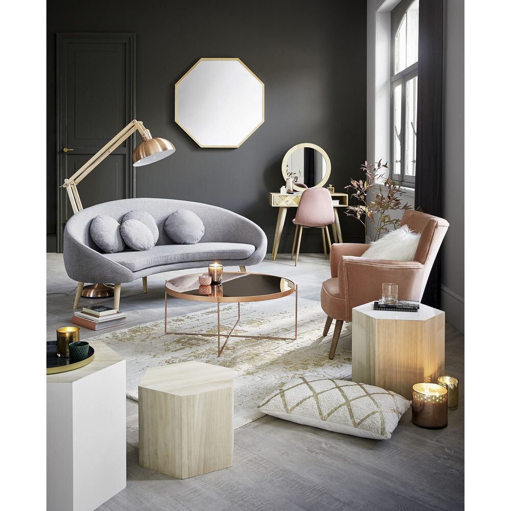 Copper-Plated Metal Mirror Round Coffee Table – image 6