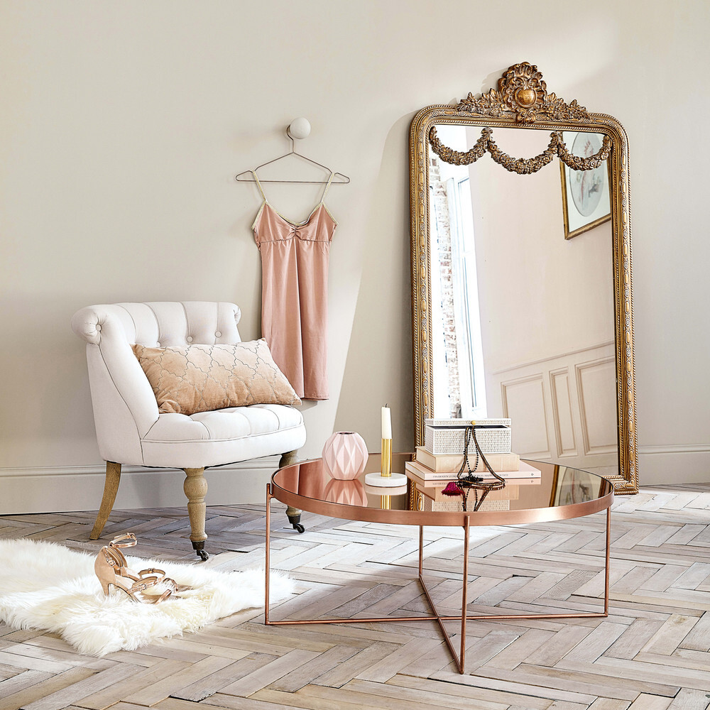 Copper-Plated Metal Mirror Round Coffee Table – image 7