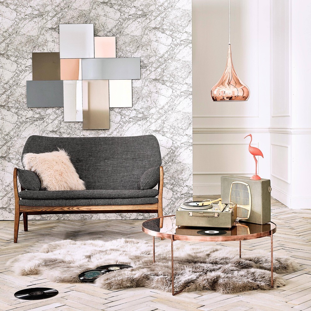 Copper-Plated Metal Mirror Round Coffee Table – image 8