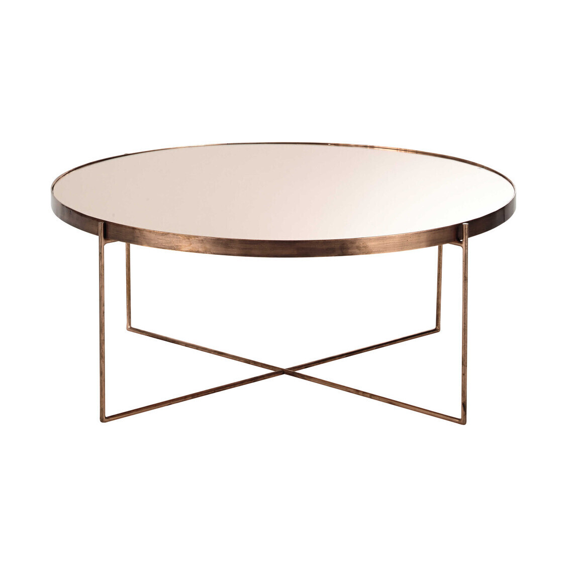 Copper-Plated Metal Mirror Round Coffee Table – image 1