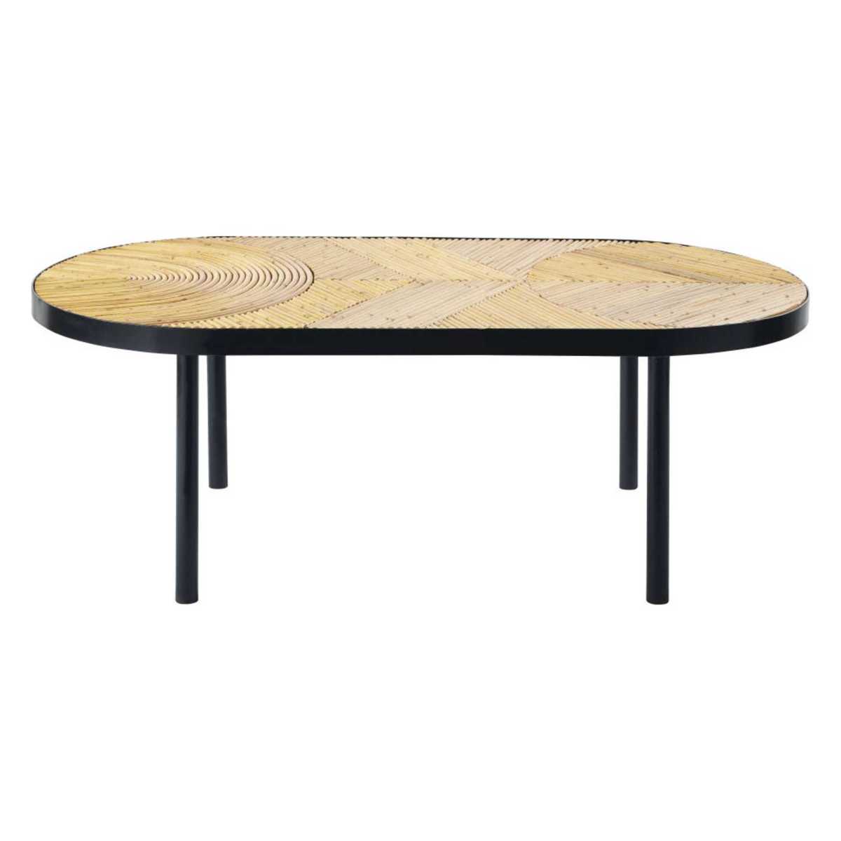 Rattan and Black Metal Coffee Table Manari – image 1