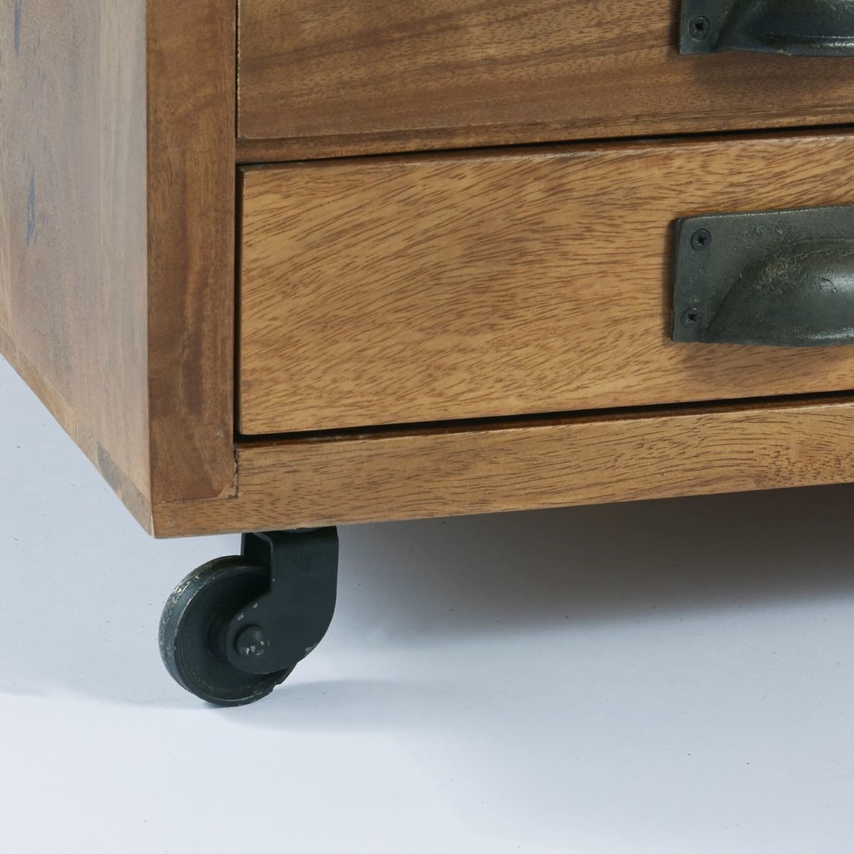 Solid Mango Wood 3-Drawer Wheeled Coffee Table Hipster – image 4
