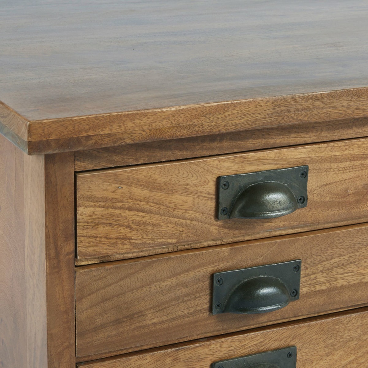 Solid Mango Wood 3-Drawer Wheeled Coffee Table Hipster – image 5