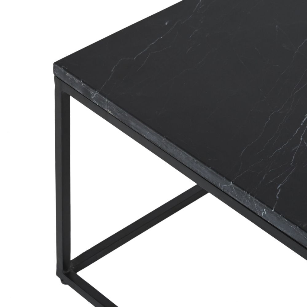 Coffee table in black marble and black metal – image 3