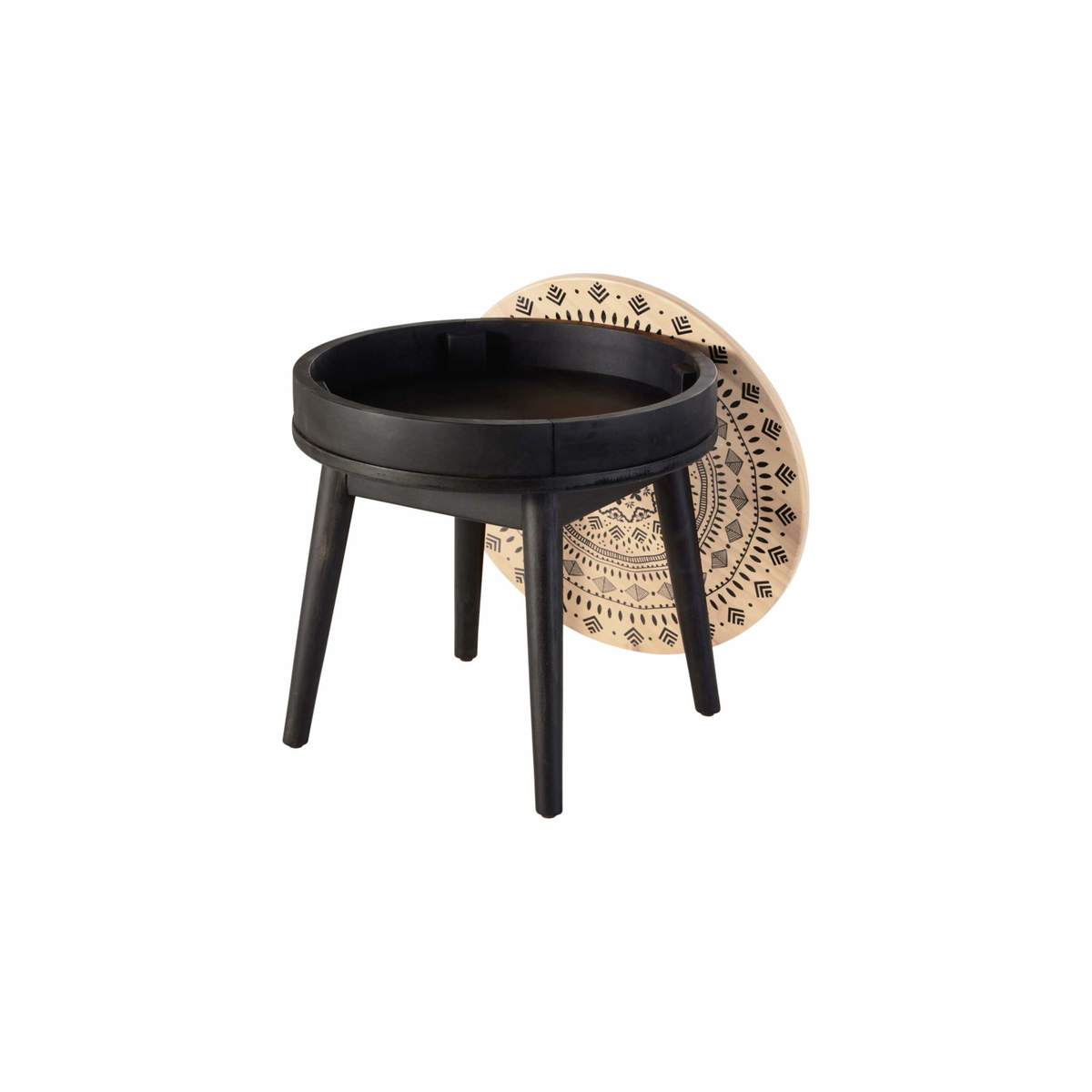 Round Coffee Table with Black Graphic Print Mayana – image 2