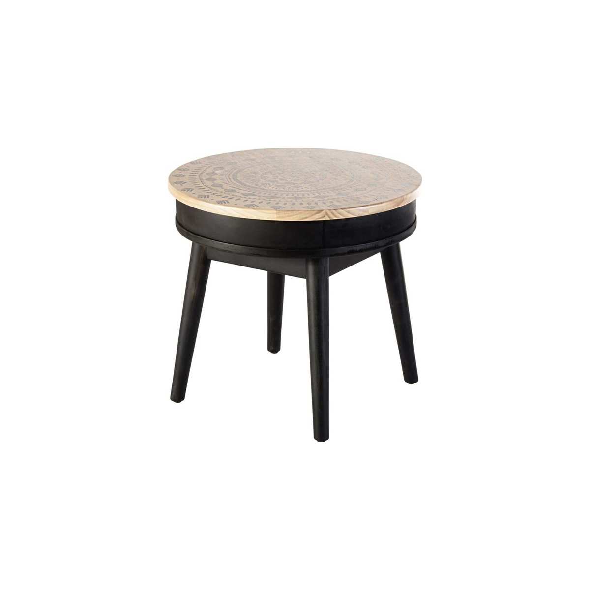Round Coffee Table with Black Graphic Print Mayana – image 1