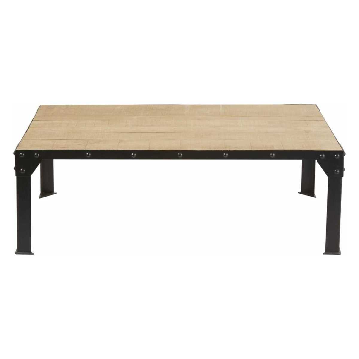 Black Metal and Solid Mango Wood Coffee Table Factory – image 2