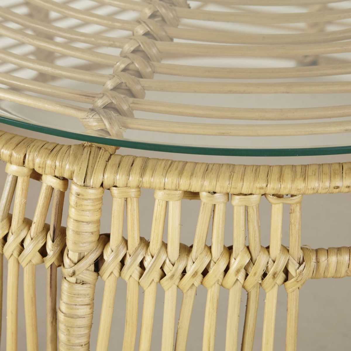 Round Rattan and Glass Coffee Table Manoha – image 2