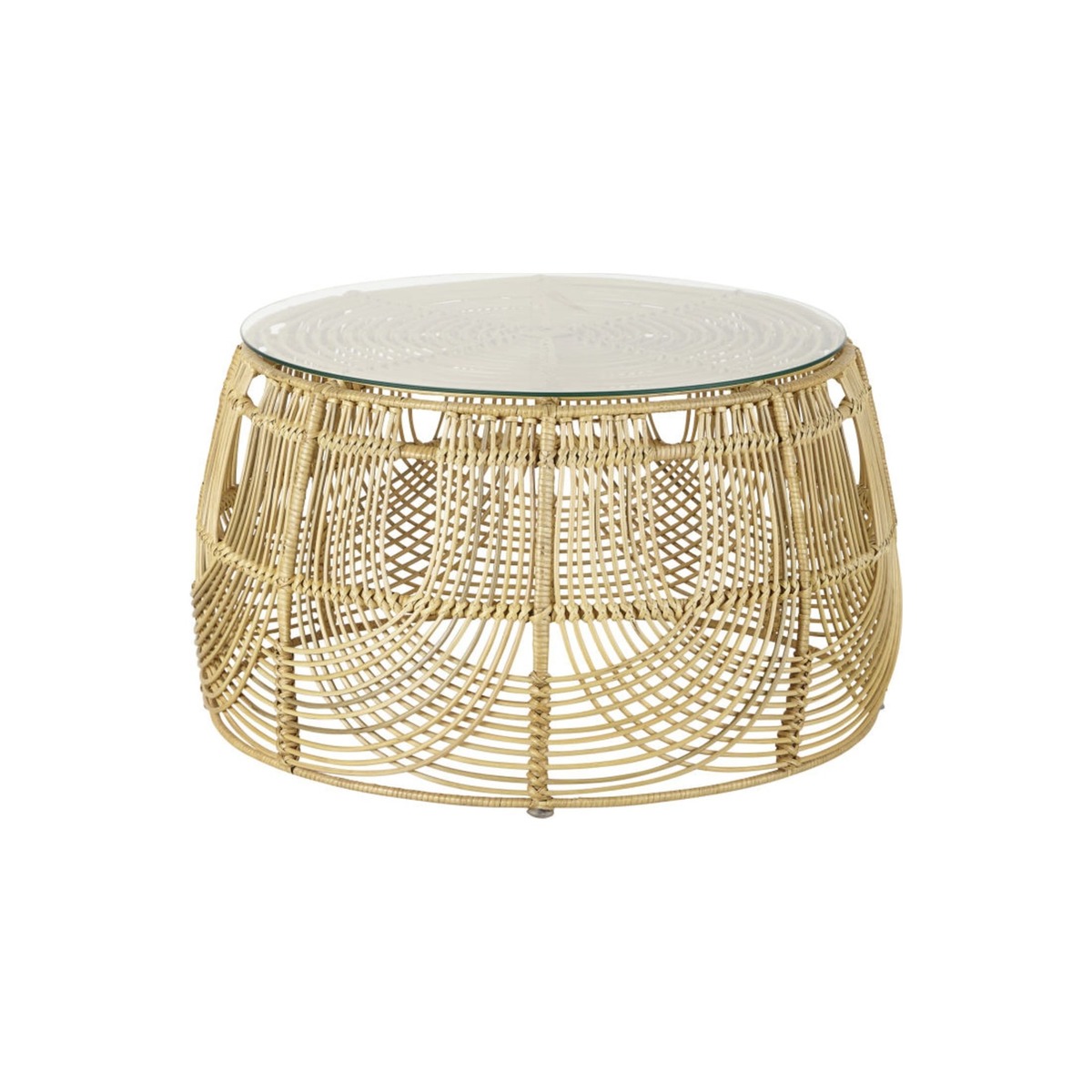 Round Rattan and Glass Coffee Table Manoha – image 1