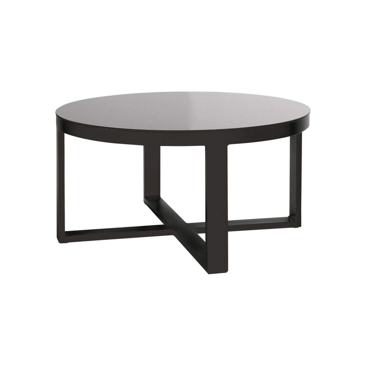 Aluminium and Black Tempered Glass Round Garden Coffee Table Thetis – image 2