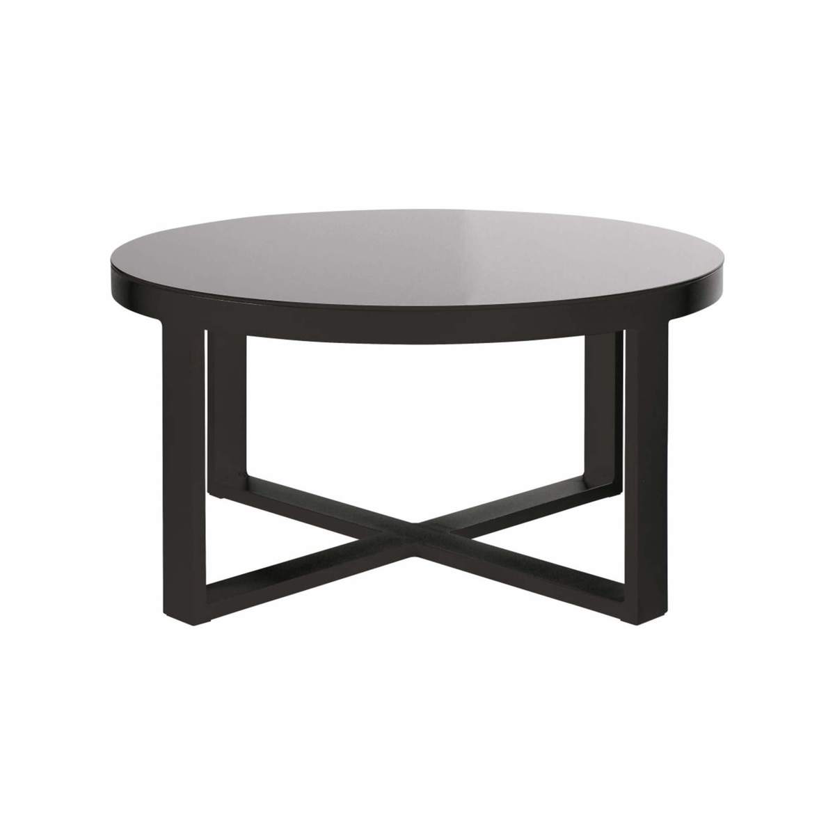 Aluminium and Black Tempered Glass Round Garden Coffee Table Thetis – image 1