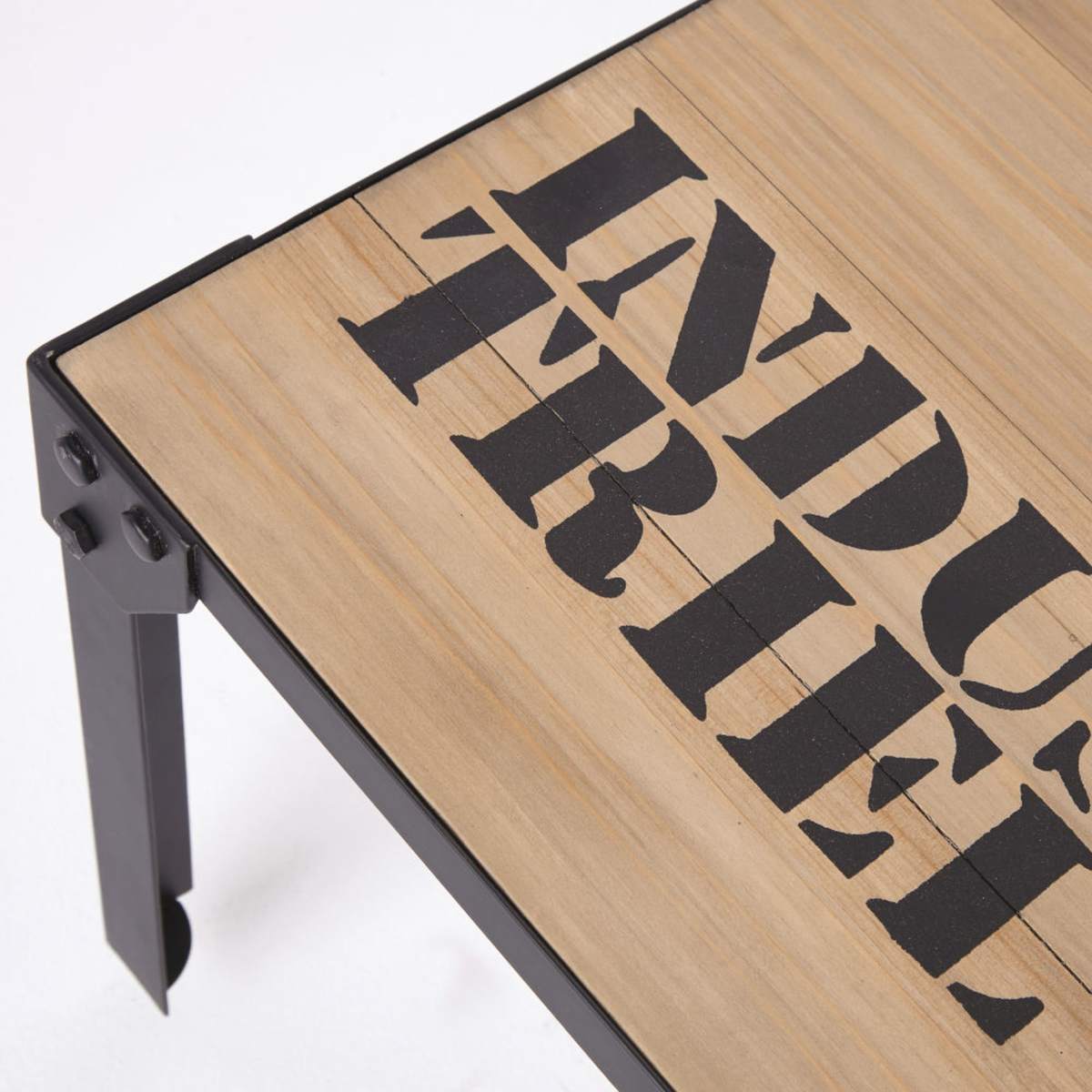Black Metal and Solid Fir Coffee Table Docks – image 3
